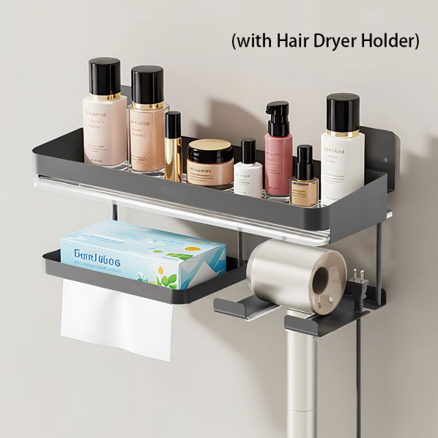 Huamili 304 Stainless Steel Wall-Mounted Drill-Free Detachable Shelf PET Acrylic for Home Bathroom Kitchen