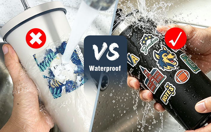 Waterproof vinyl sticker material and finish comparison