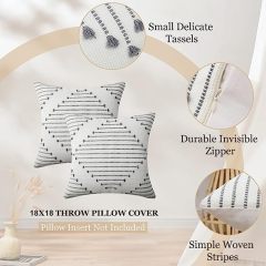 Boho Throw Pillow Covers-Grey