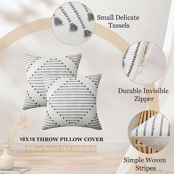 Boho Throw Pillow Covers-Grey