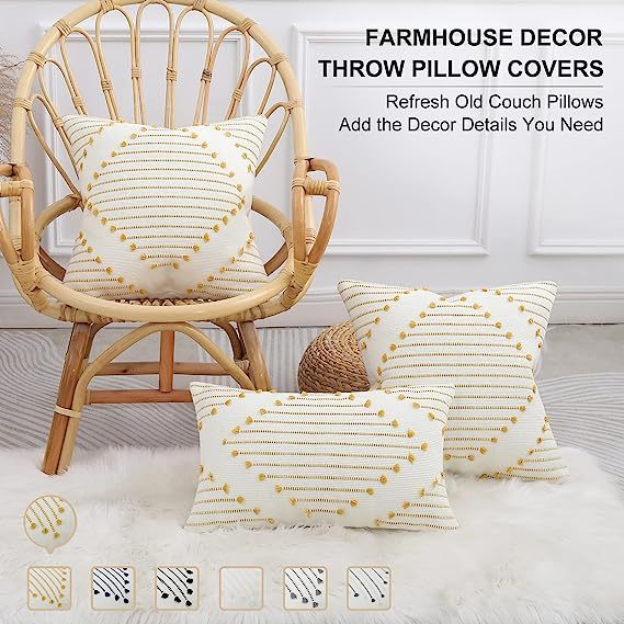 Boho Throw Pillow Covers-Yellow