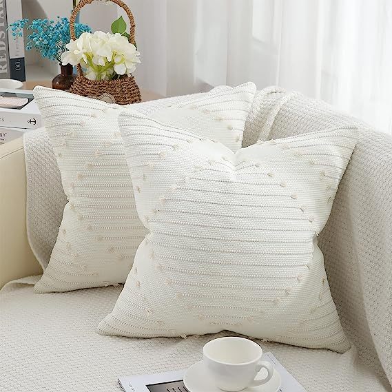 Boho Throw Pillow Covers -Beige