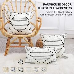 Boho Throw Pillow Covers-Black