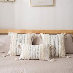 Boho tufted Pillow Covers-Beige and Cream White