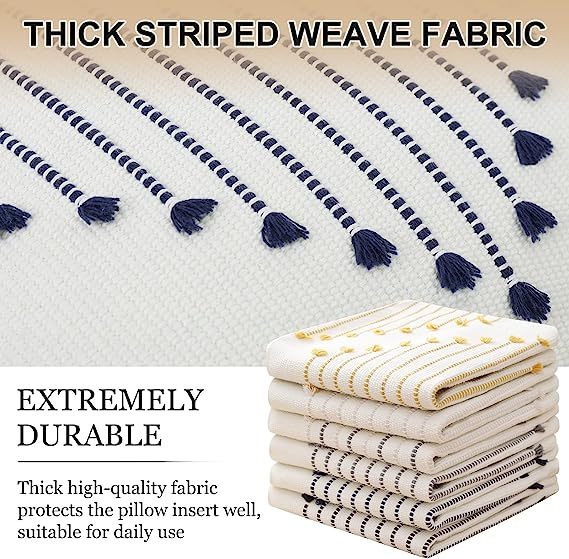 Boho Throw Pillow Covers-Navy Blue
