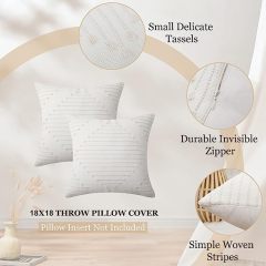 Boho Throw Pillow Covers -Beige