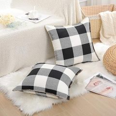 Buffalo Plaid Check Pillow Covers-Black and White