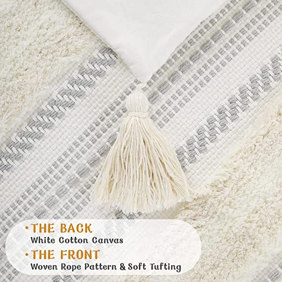 Boho tufted Pillow Covers-Beige and Cream White