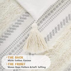 Boho tufted Pillow Covers-Beige and Cream White