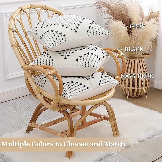 Boho Throw Pillow Covers-Navy Blue
