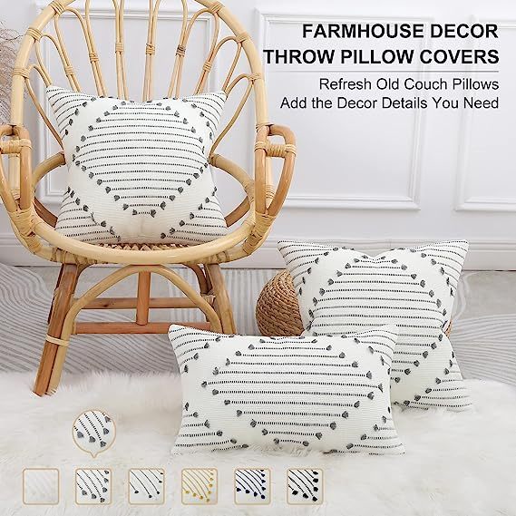 Boho Throw Pillow Covers-Grey