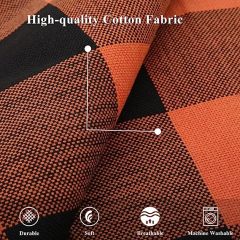 Buffalo Plaid Check Pillow Covers-Orange and Black