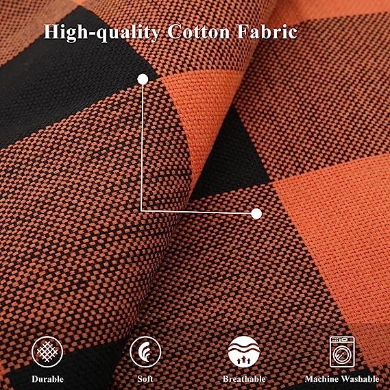Buffalo Plaid Check Pillow Covers-Orange and Black