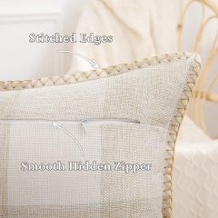 Buffalo Plaid Check Pillow Covers-Cream and White