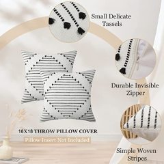 Boho Throw Pillow Covers-Black