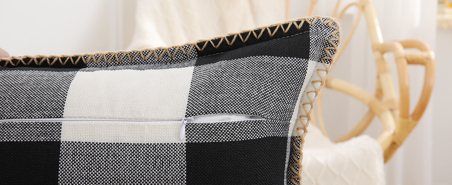 Buffalo Plaid Check Pillow Covers-Black and White