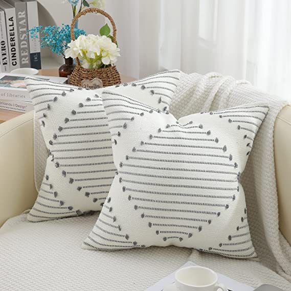 Boho Throw Pillow Covers-Grey