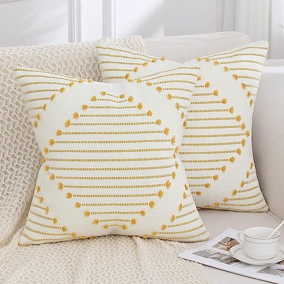 Boho Throw Pillow Covers-Yellow