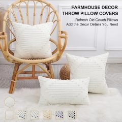 Boho Throw Pillow Covers -Beige