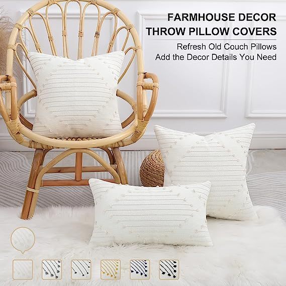 Boho Throw Pillow Covers -Beige