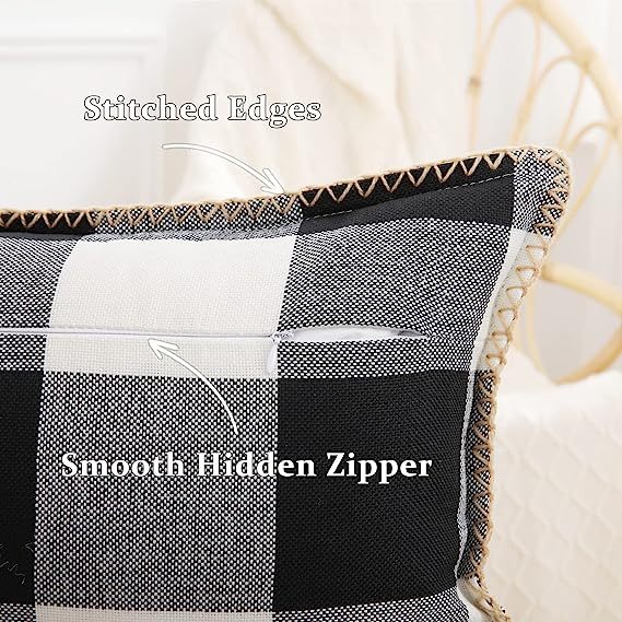Buffalo Plaid Check Pillow Covers-Black and White