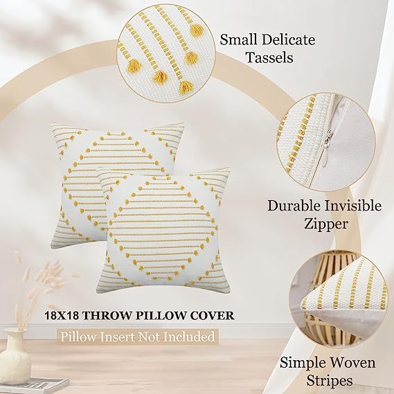 Boho Throw Pillow Covers-Yellow