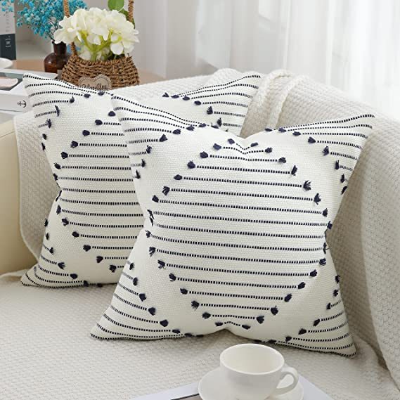 Boho Throw Pillow Covers-Navy Blue