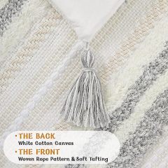 Boho tufted Pillow Covers-Light Grey and Cream White