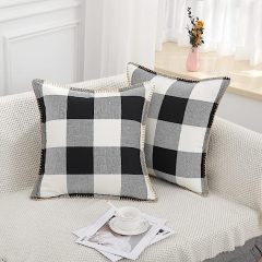Buffalo Plaid Check Pillow Covers-Black and White