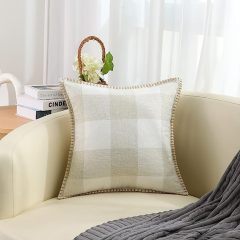 Buffalo Plaid Check Pillow Covers-Cream and White