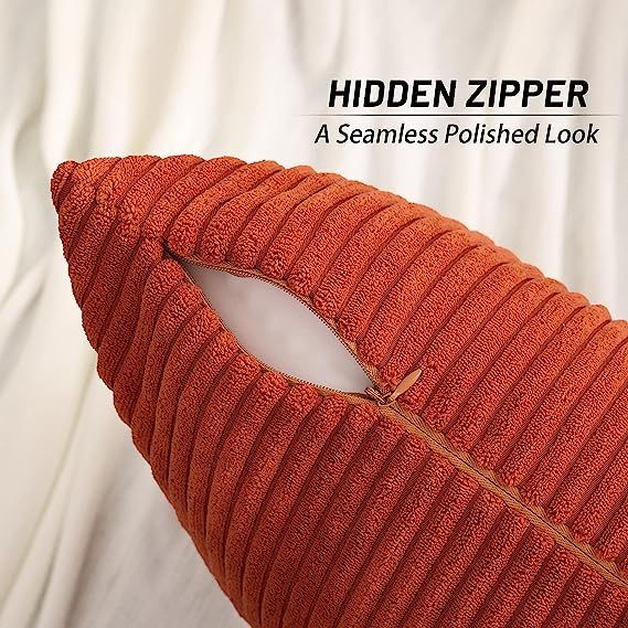 Corduroy Decorative Throw Pillow Covers-Rust