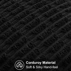 Corduroy Striped Square Pillow Covers-Black