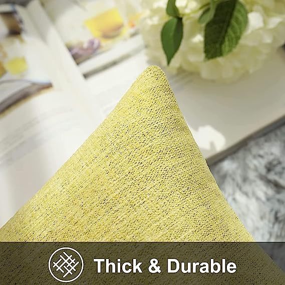 Chenille Pillow Covers-Pale Yellow