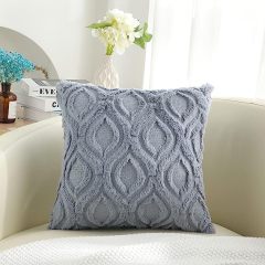 Plush Faux Wool Couch Pillow Covers-Blue Grey