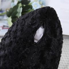 Fur Throw Pillow Covers 3D Rose Pattern-Black