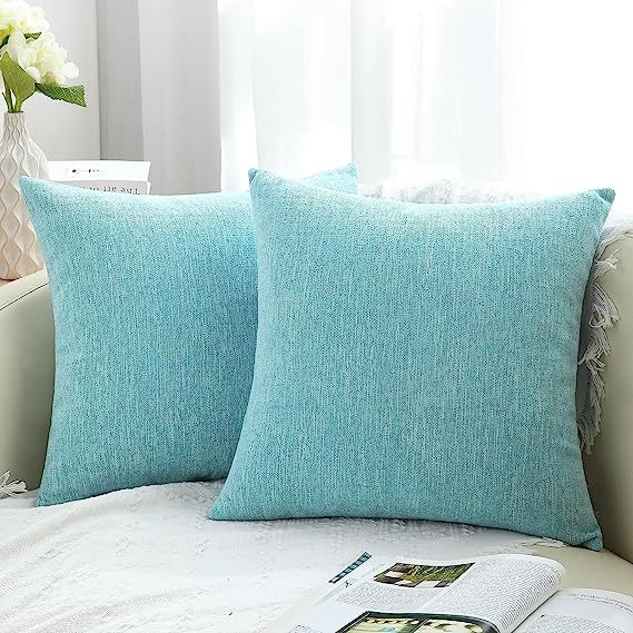 Chenille Pillow Covers-Turquoise