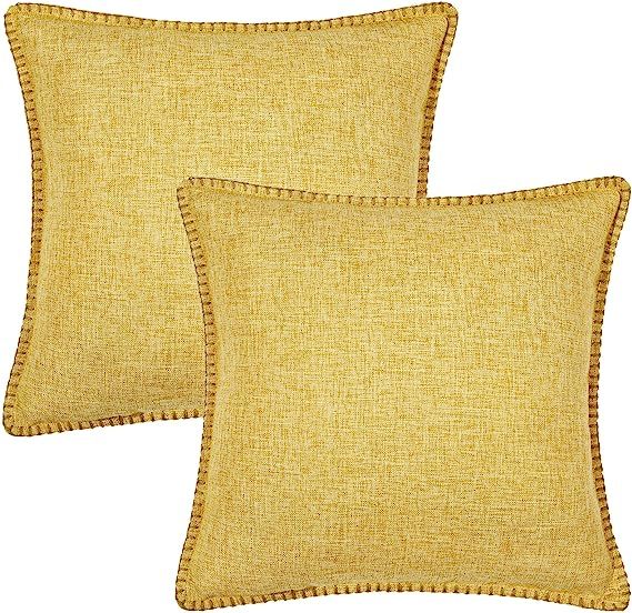 Linen Pillow Covers-Mustard Yellow