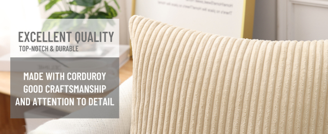 Corduroy Decorative Throw Pillow Covers-Beige