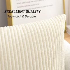 Corduroy Decorative Throw Pillow Covers-Cream White