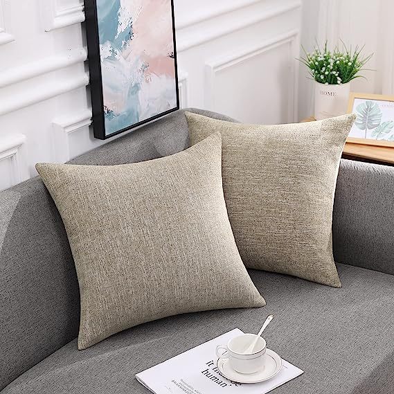 Chenille Pillow Covers-Khaki