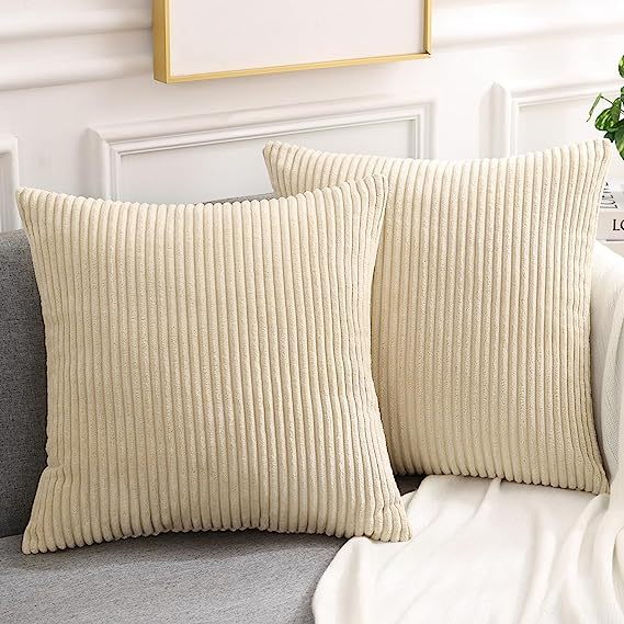 Corduroy Decorative Throw Pillow Covers-Beige