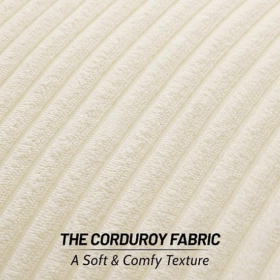 Corduroy Decorative Throw Pillow Covers-Cream White