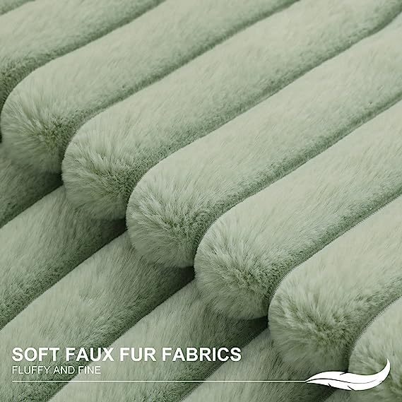 Fluffy Striped Decorative Pillow Covers-Sage Green