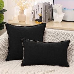 Linen Pillow Covers-Black