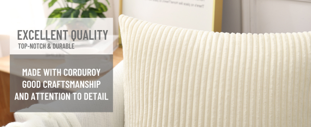 Corduroy Decorative Throw Pillow Covers-Cream White