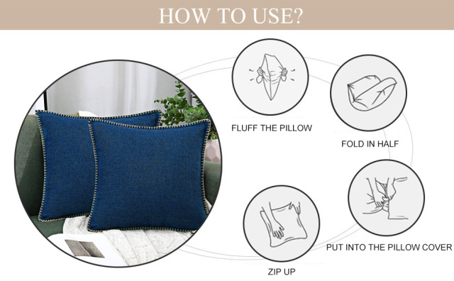 Linen Pillow Covers-Dark Blue