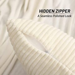 Corduroy Decorative Throw Pillow Covers-Cream White