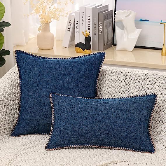 Linen Pillow Covers-Dark Blue