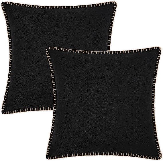 Linen Pillow Covers-Black