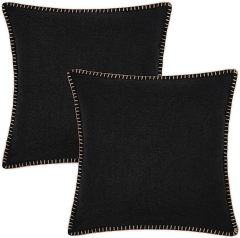 Linen Pillow Covers-Black
